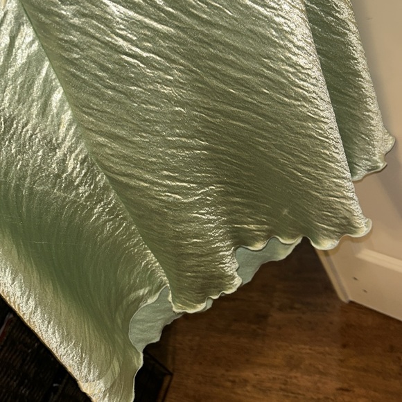 BEBE HAMMERED SATIN SLIPDRESS IN SAGE - Picture 6 of 8